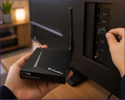 vSeeBox connected to a television
