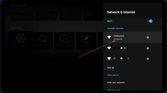WiFi connected status screen