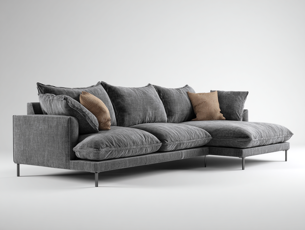 Sofás de esquina de tela 295x185x84 cm gris para salón - estilo contemporáneo-Mimocohome