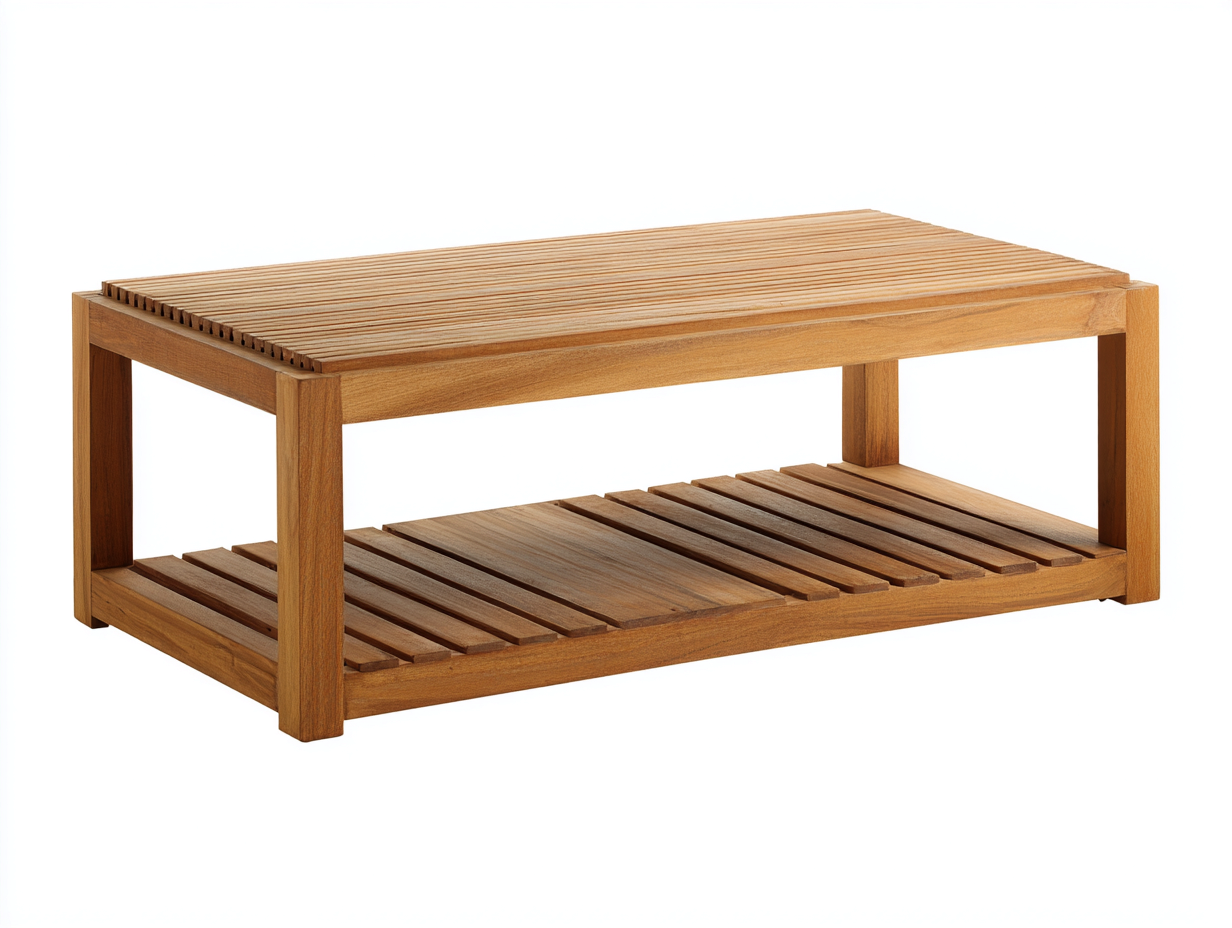 Mesas de jardín de madera 120x55x45 cm - marrón - diseño rectangular con estante-Mimocohome