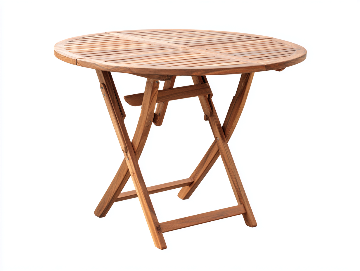 Mesas de jardín de madera 110x110x74 cm - madera natural - diseño redondo plegable para exterior-Mimocohome