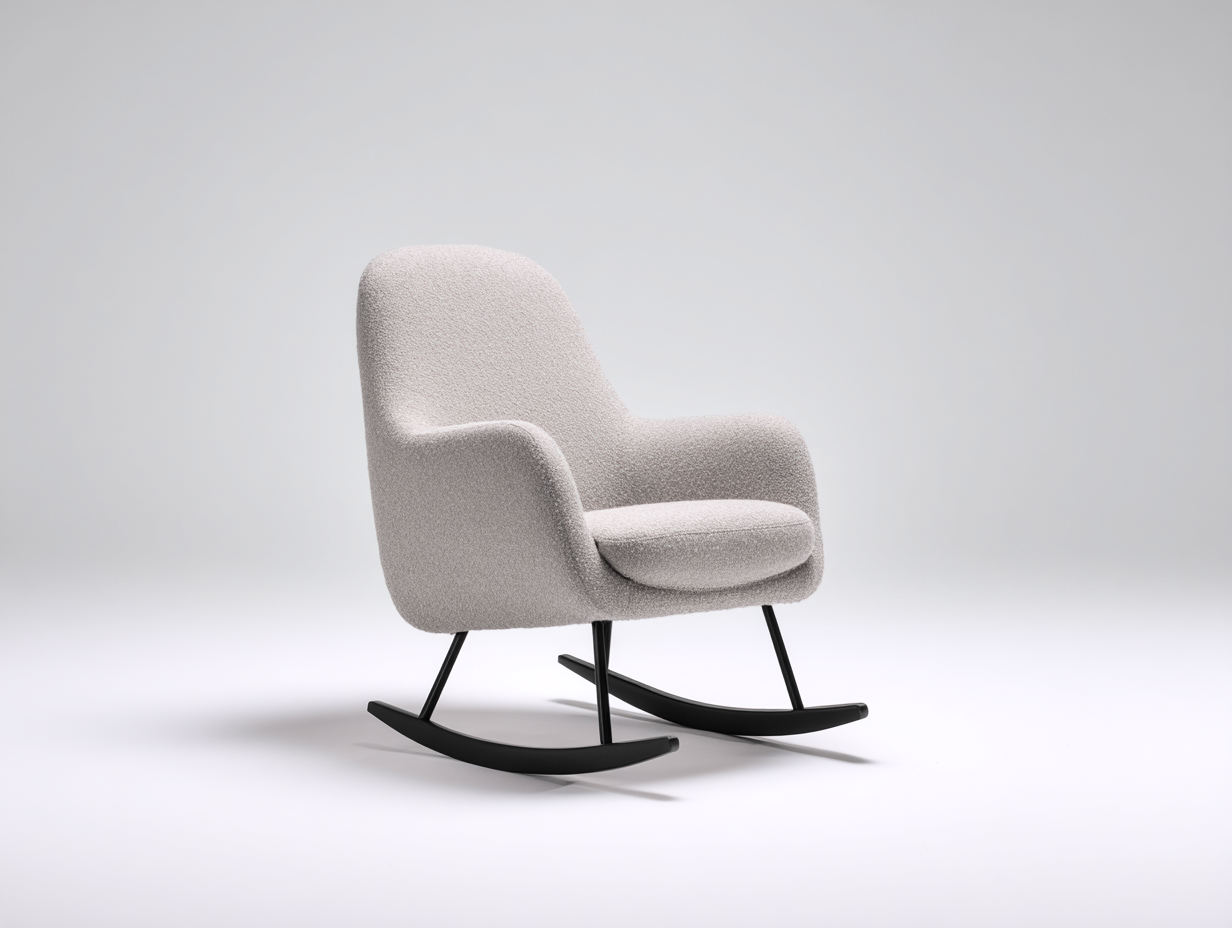 Mecedoras tapizadas de borreguito 72x86x92 cm - Gris claro y negro - Diseño moderno con base metálica-Mimocohome