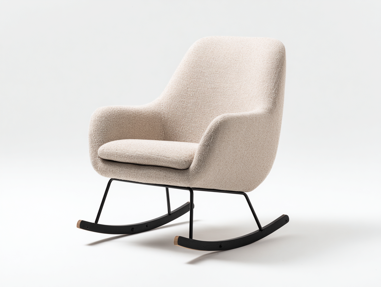 Mecedoras tapizada bouclé 76x88x90 cm beige-negro para salón - diseño contemporáneo-Mimocohome