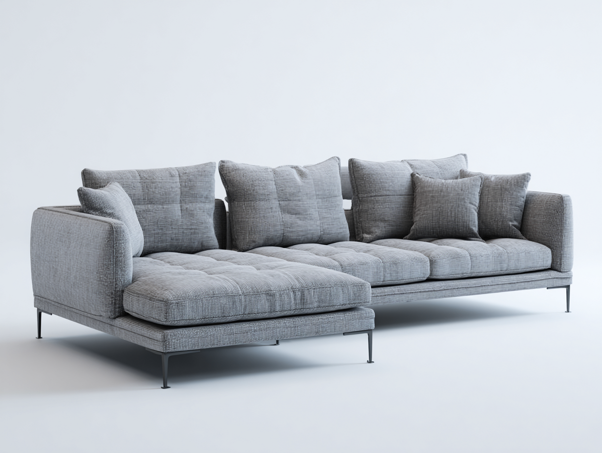 Sofás de esquina de tela 265x170x85 cm - Gris claro - Diseño moderno con chaise longue-Mimocohome