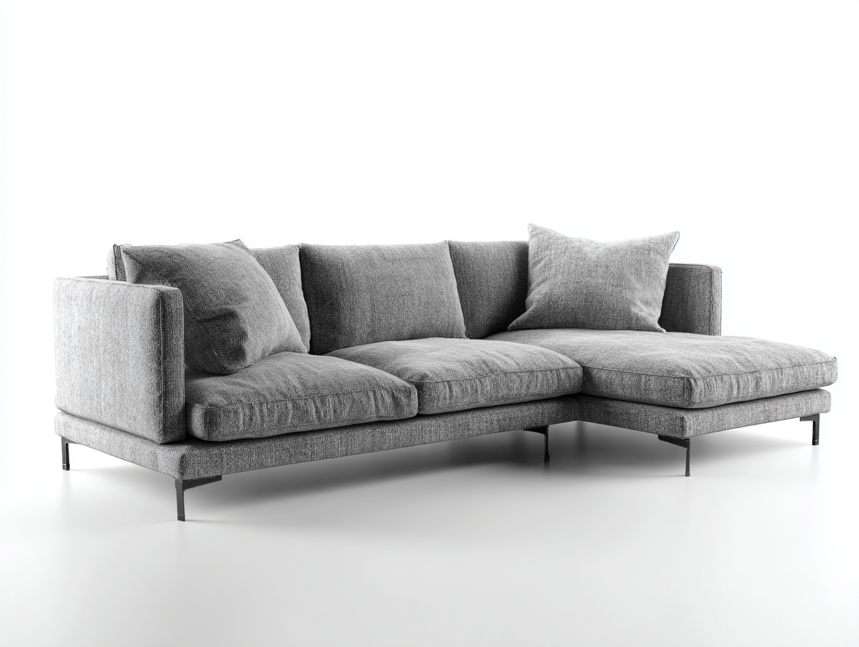 Sofás de esquina de tela 250x165x82 cm gris para salón - diseño minimalista-Mimocohome