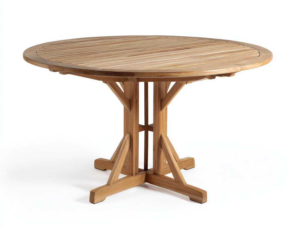 Mesas de jardín de madera 125x125x75 cm - marrón - diseño redondo con base central-Mimocohome