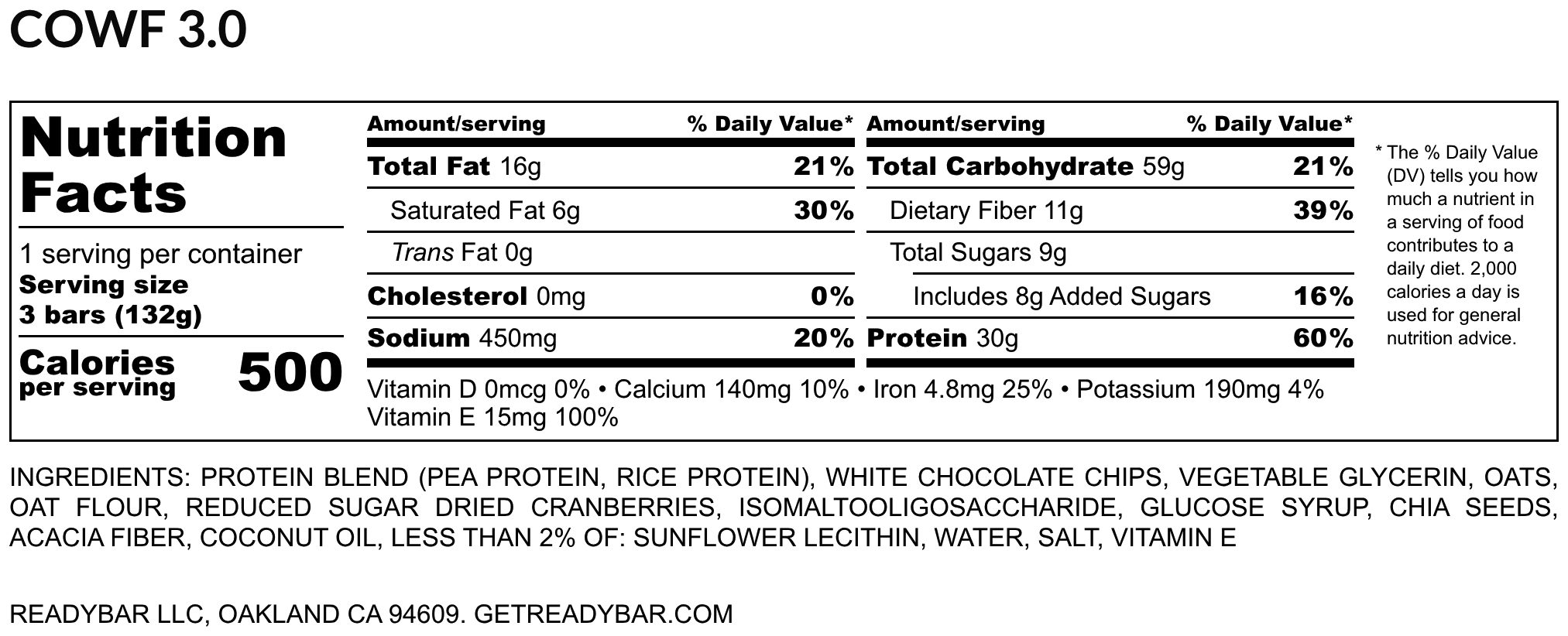 CRANBERRY WHITE CHOCOLATE MEAL BAR (4-ct)