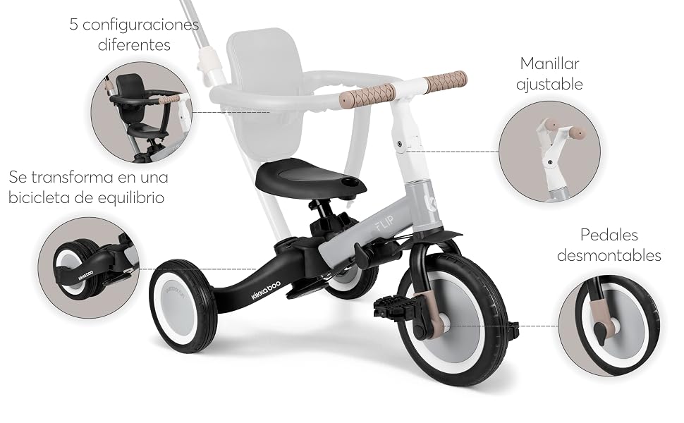 Tricycle bébé KikkaBoo Evolutionary 5 en 1 Flip