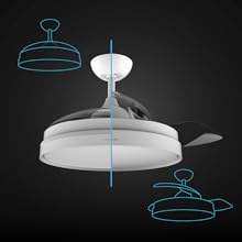 Ventilateur de plafond avec lampe, climatisation, fraîcheur, 3 pales rétractables, 107 cm, blanc