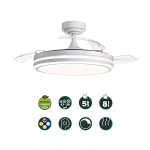 Mini ventilateur de plafond blanc perle avec éclairage et commande