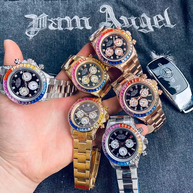 Rolex Cosmograph Daytona in Steel with Rainbow Diamond Mechanical