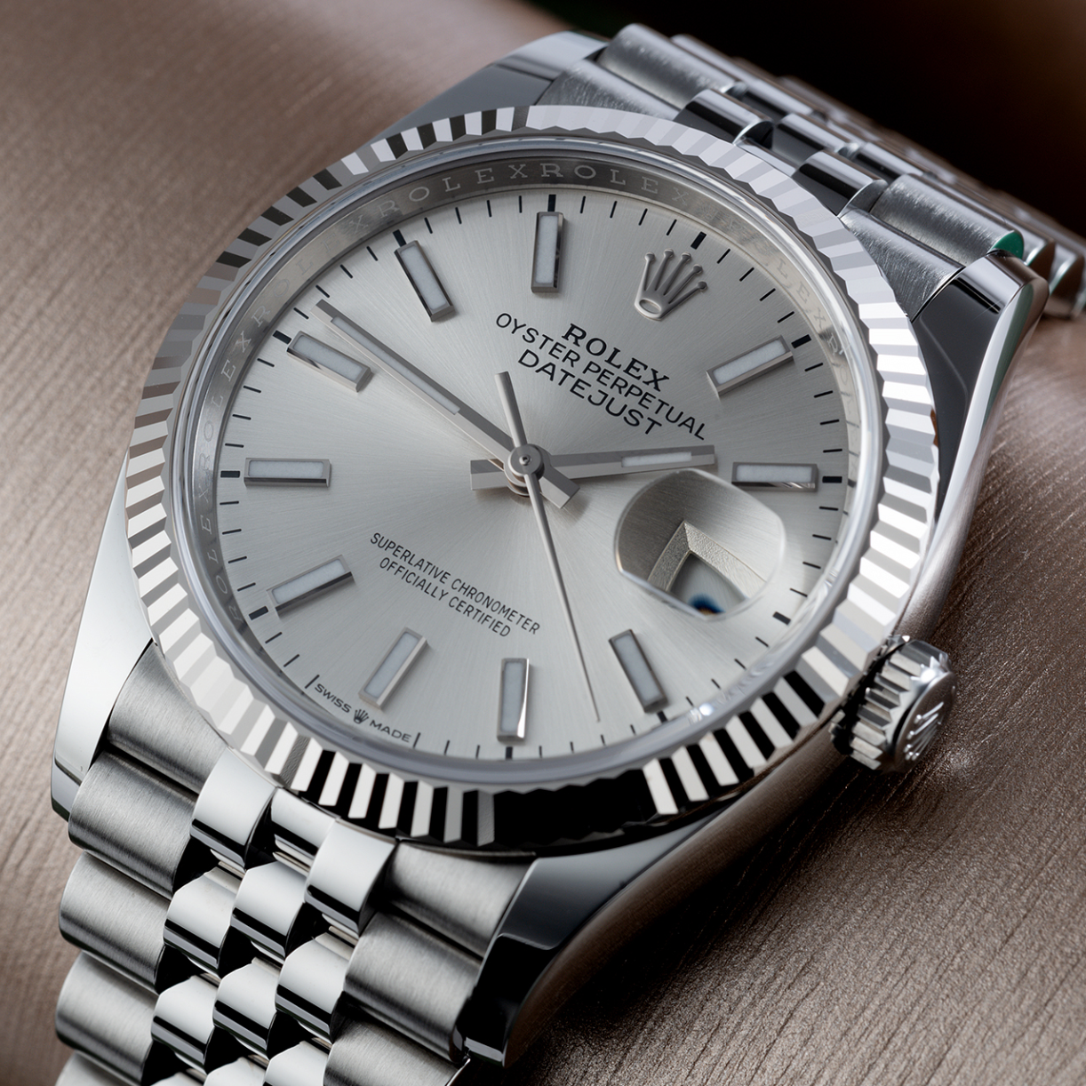 Rolex Datejust 36 Silver Roman VI and IX 24 Diamonds Dial Automatic Jubilee Watch 126234