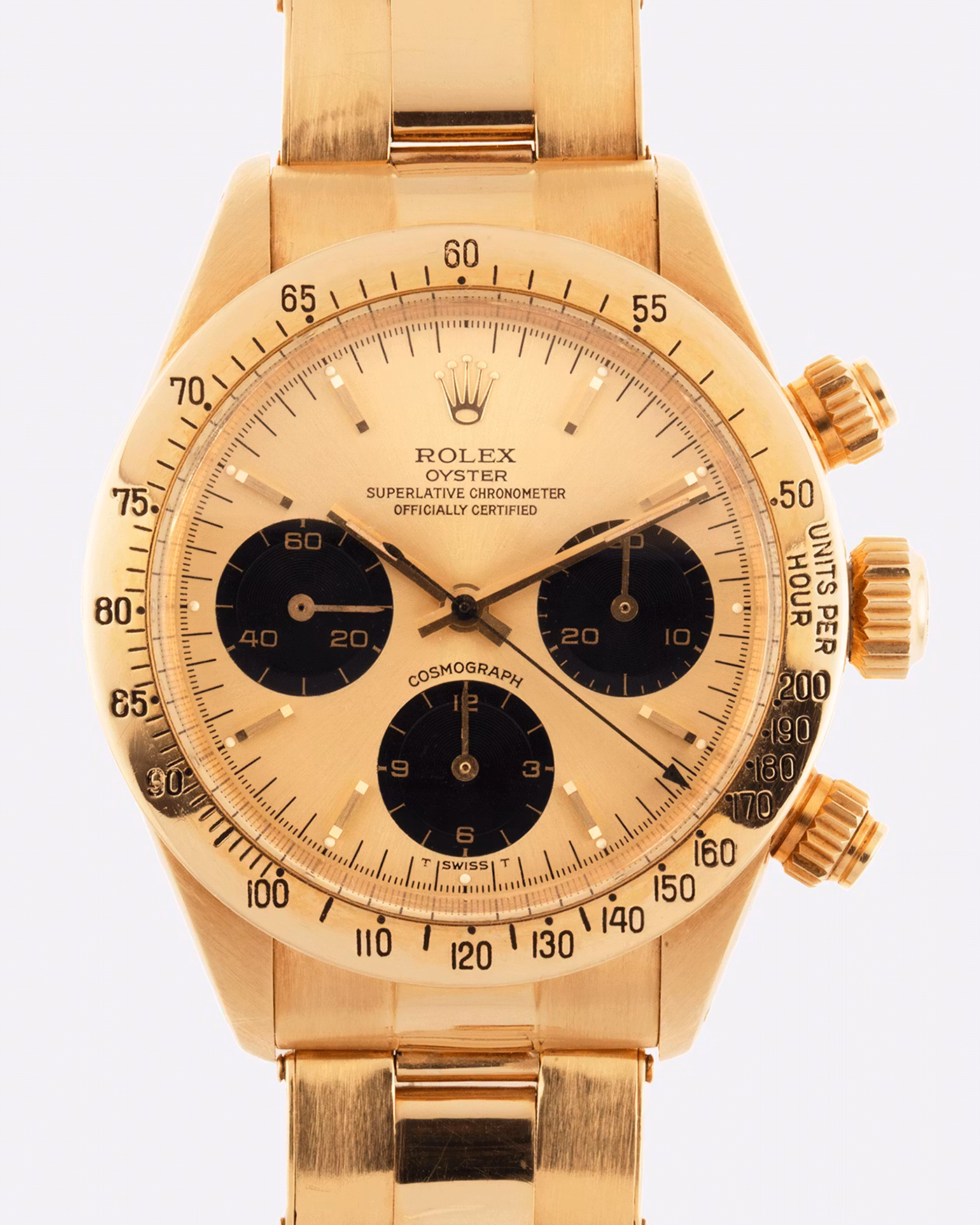 ROLEX Vintage DAYTONA Ref-6265 18k Yellow Gold Oyster Bracelet Box Papers