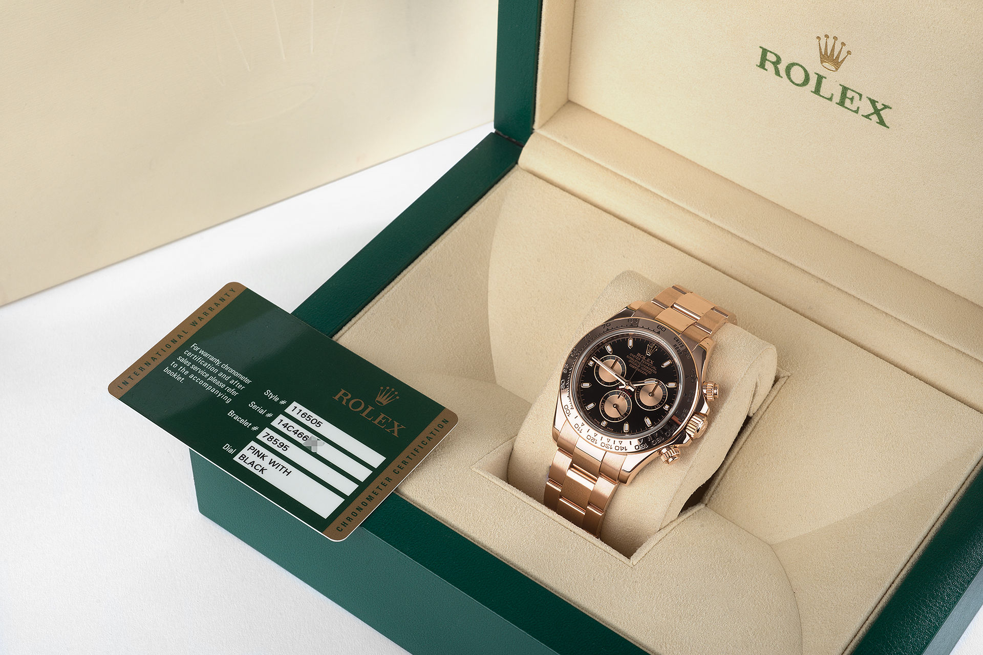 Rolex Cosmograph Daytona Rose Gold Black diamond set Dial Bracelet 116505