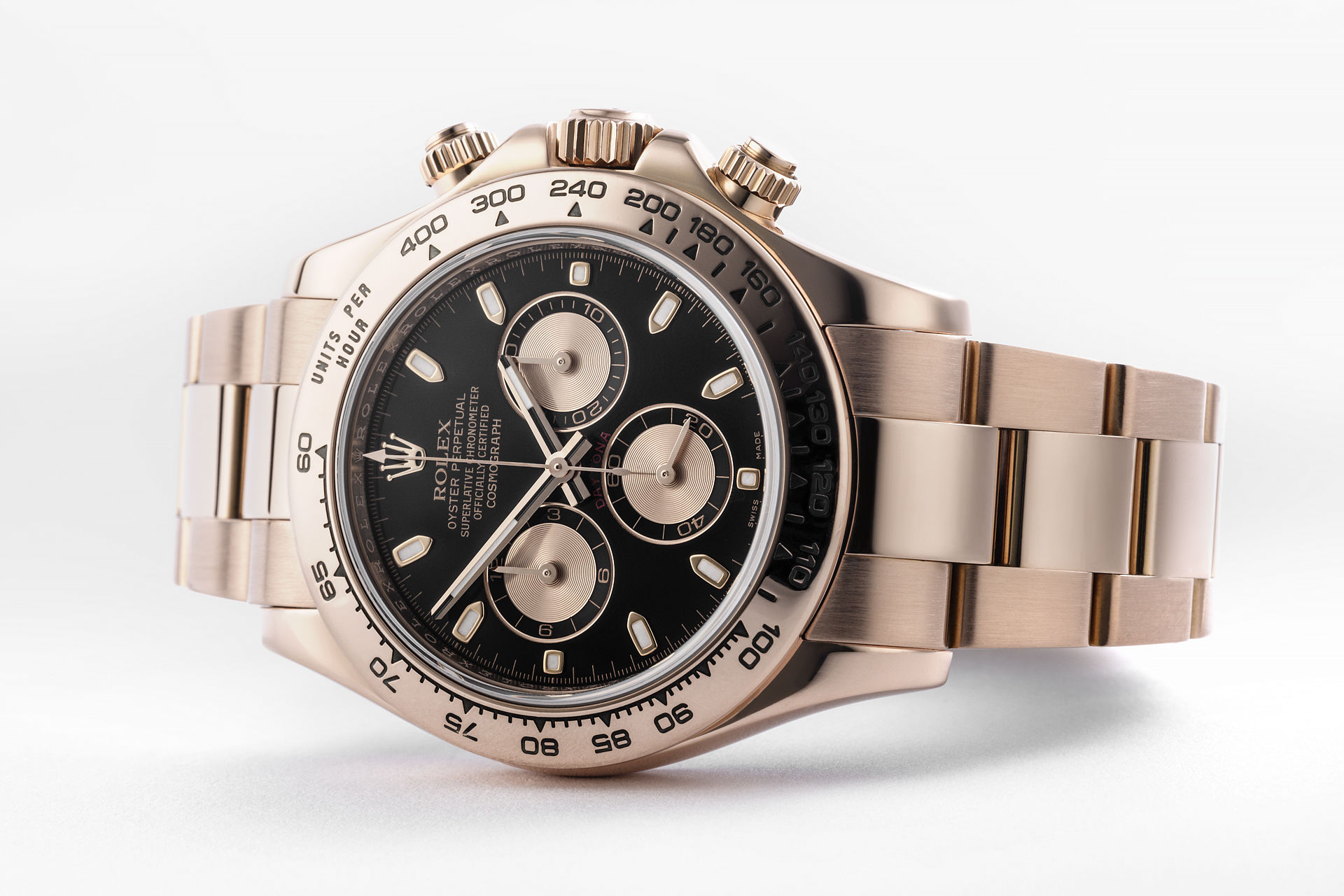 Rolex Cosmograph Daytona Rose Gold Black diamond set Dial Bracelet 116505
