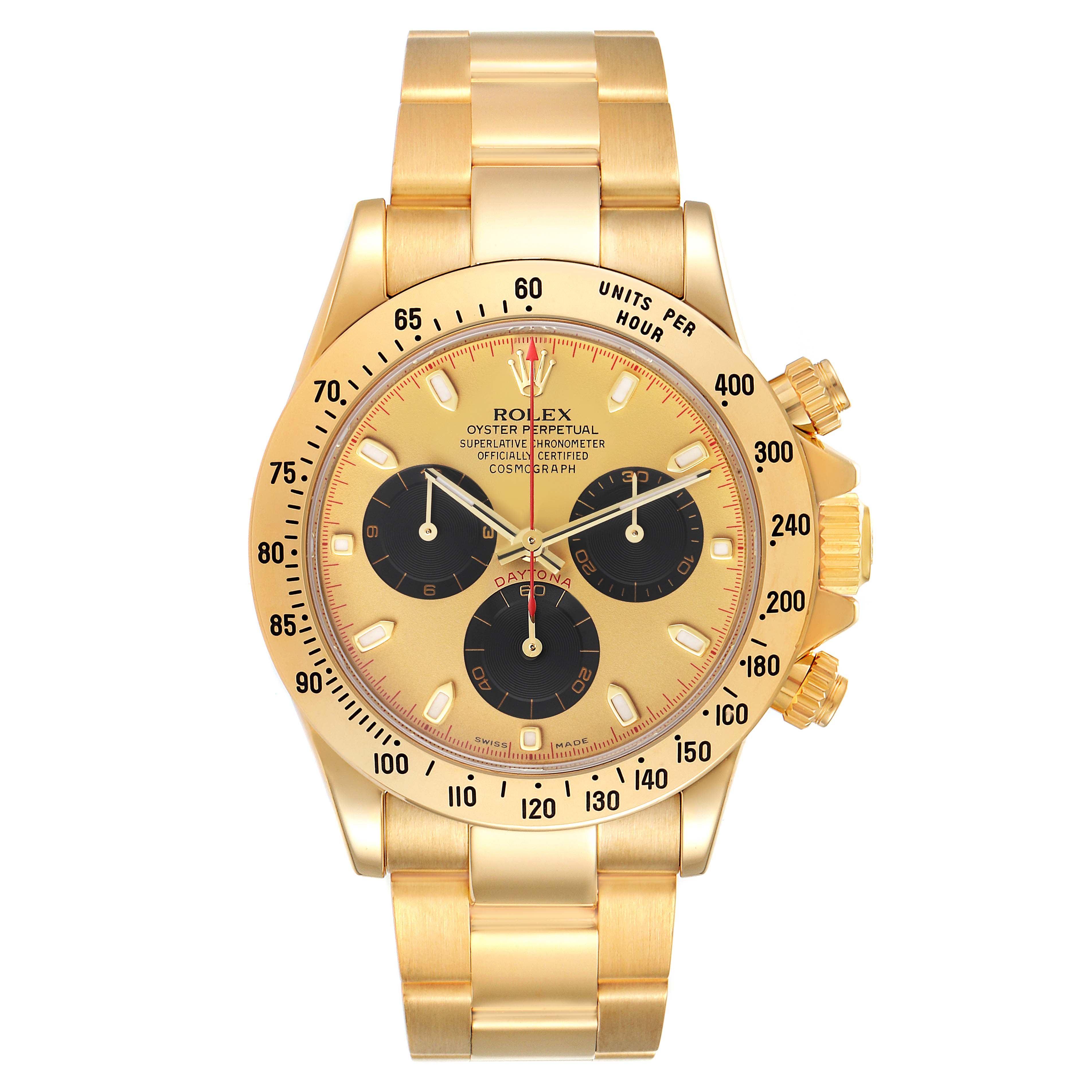 Rolex Daytona Yellow Gold Champagne Dial Mens Watch 116528 Box Papers