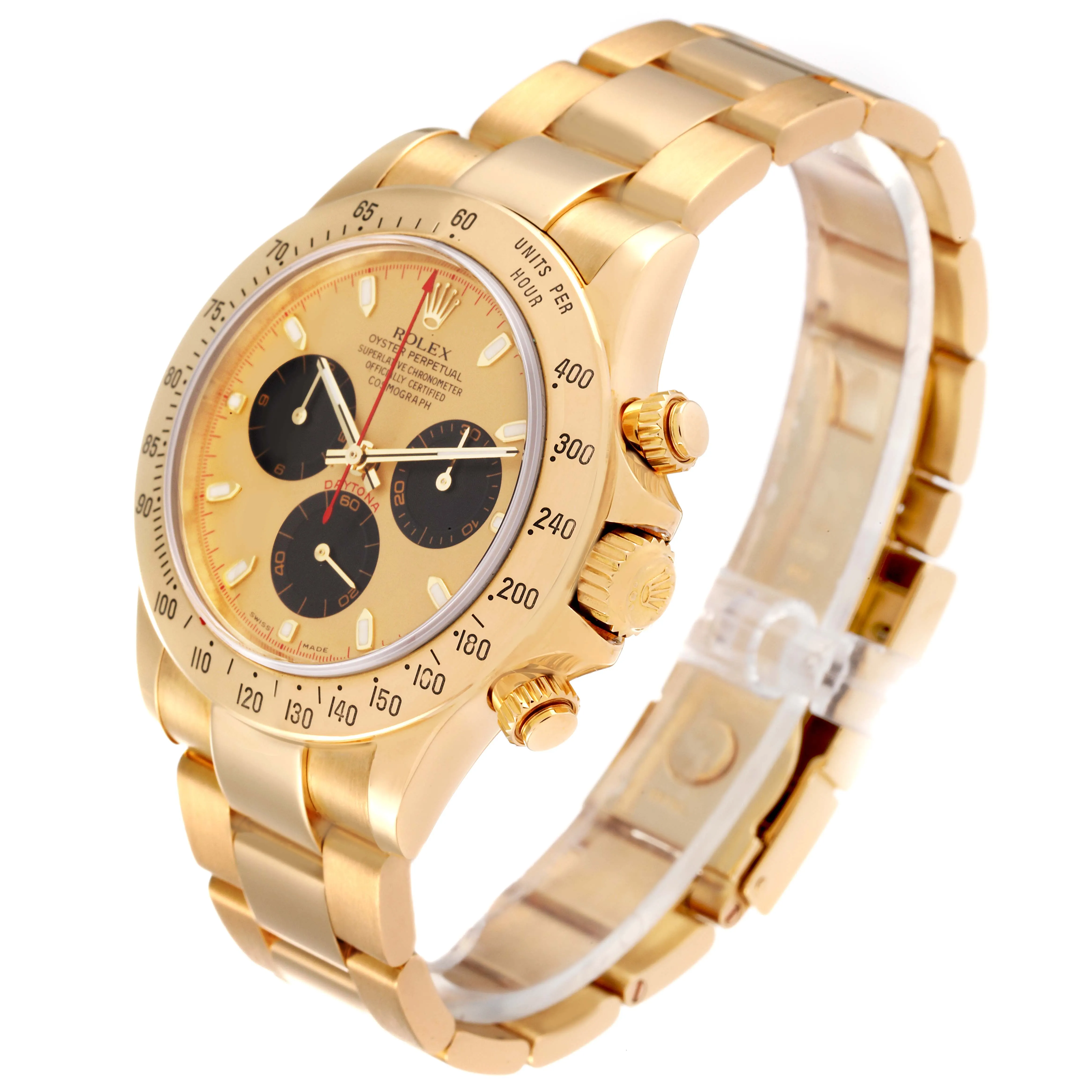 Rolex Daytona Yellow Gold Champagne Dial Mens Watch 116528 Box Papers