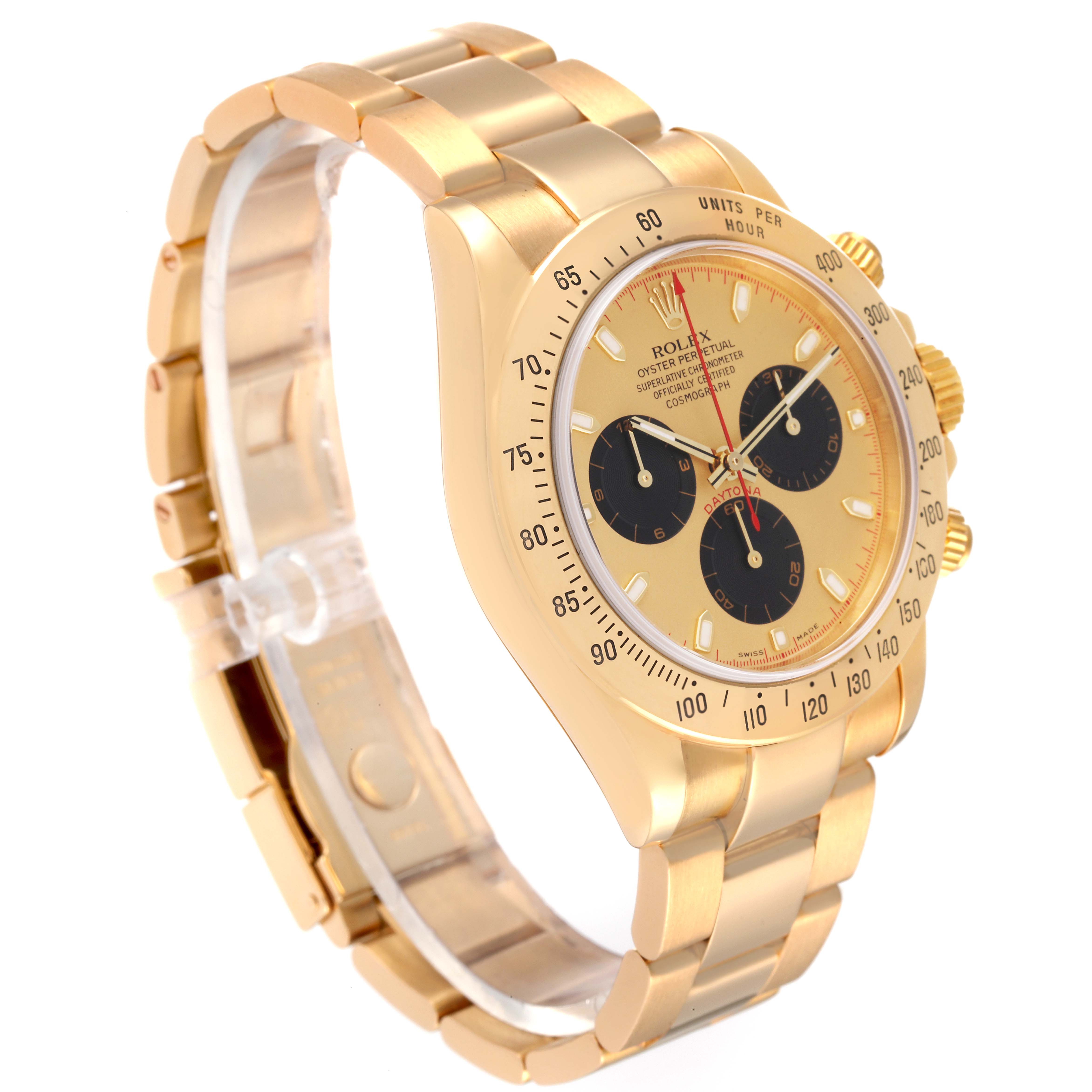Rolex Daytona Yellow Gold Champagne Dial Mens Watch 116528 Box Papers