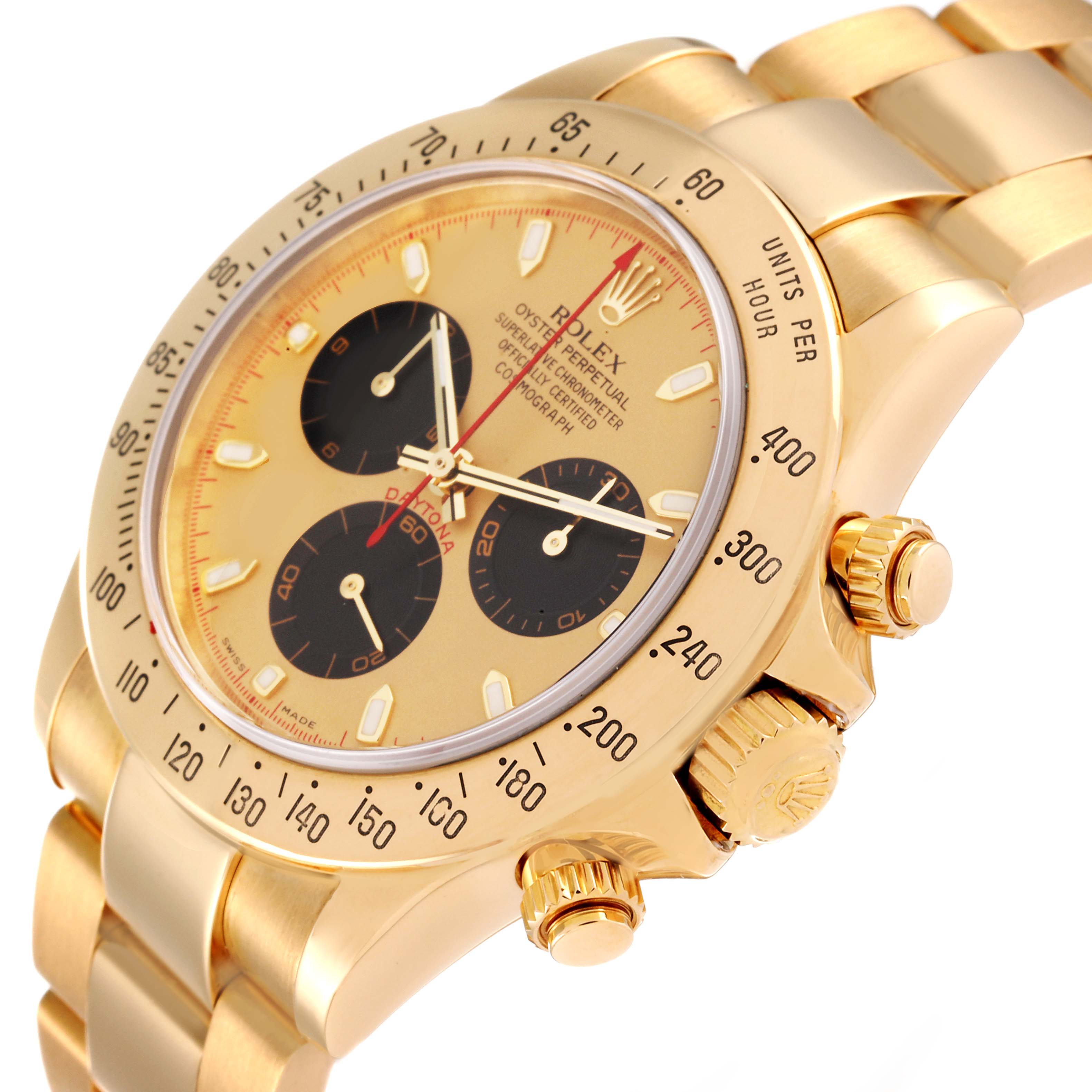 Rolex Daytona Yellow Gold Champagne Dial Mens Watch 116528 Box Papers