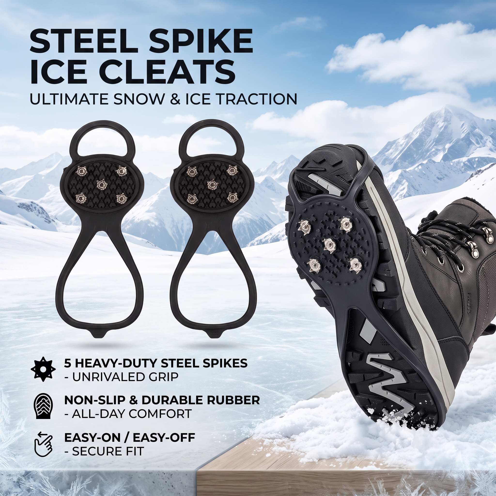 Outdoor Non-Slip High-Elasticity Steel-Studded Ice Cleats 🏔️❄️