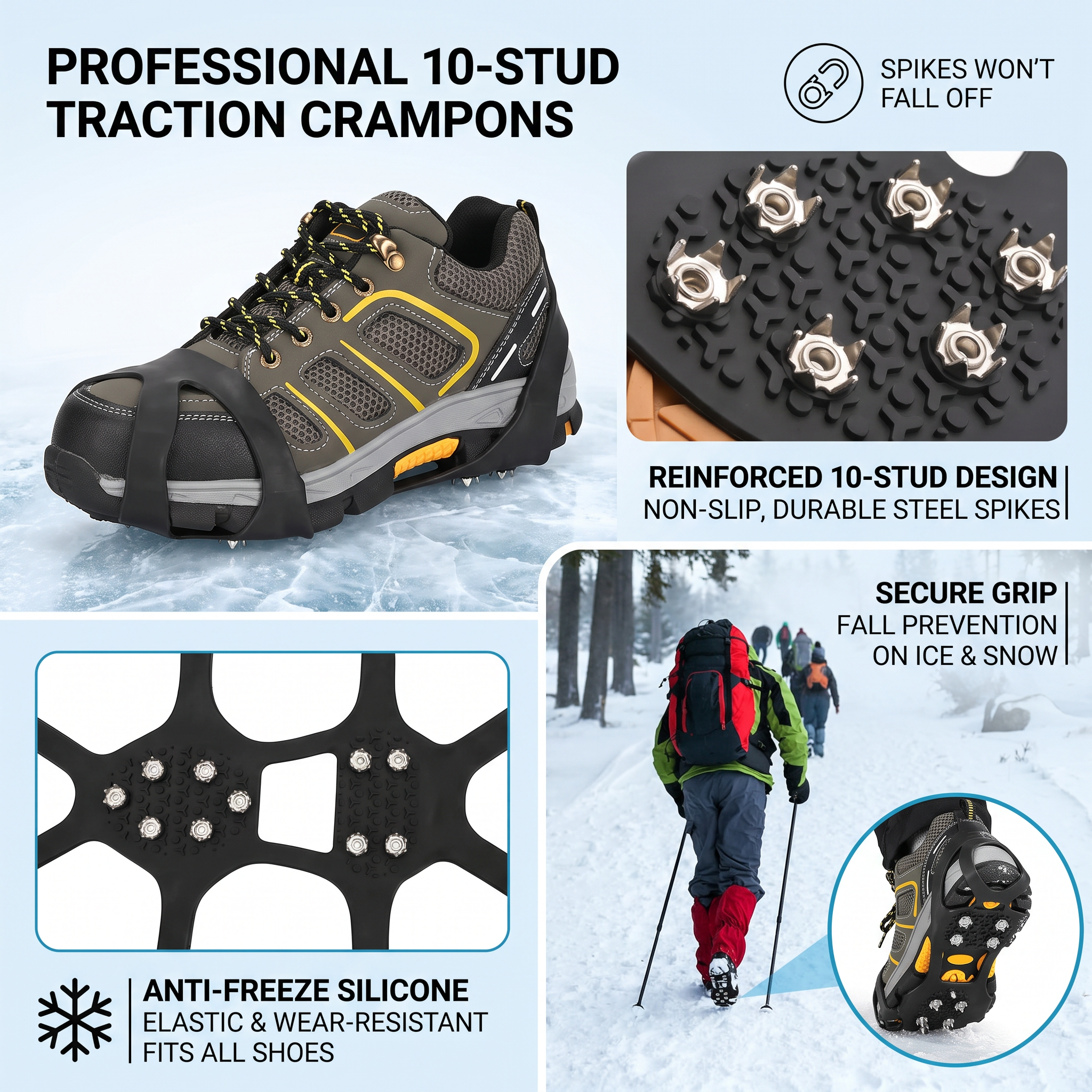 Winter Commuting Non-Slip 10-Stud Steel Ice Cleats 🚶‍♂️❄️