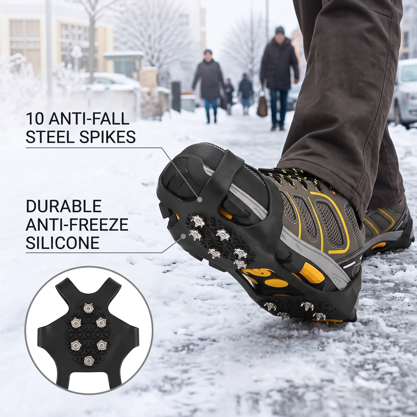 Winter Commuting Non-Slip 10-Stud Steel Ice Cleats 🚶‍♂️❄️