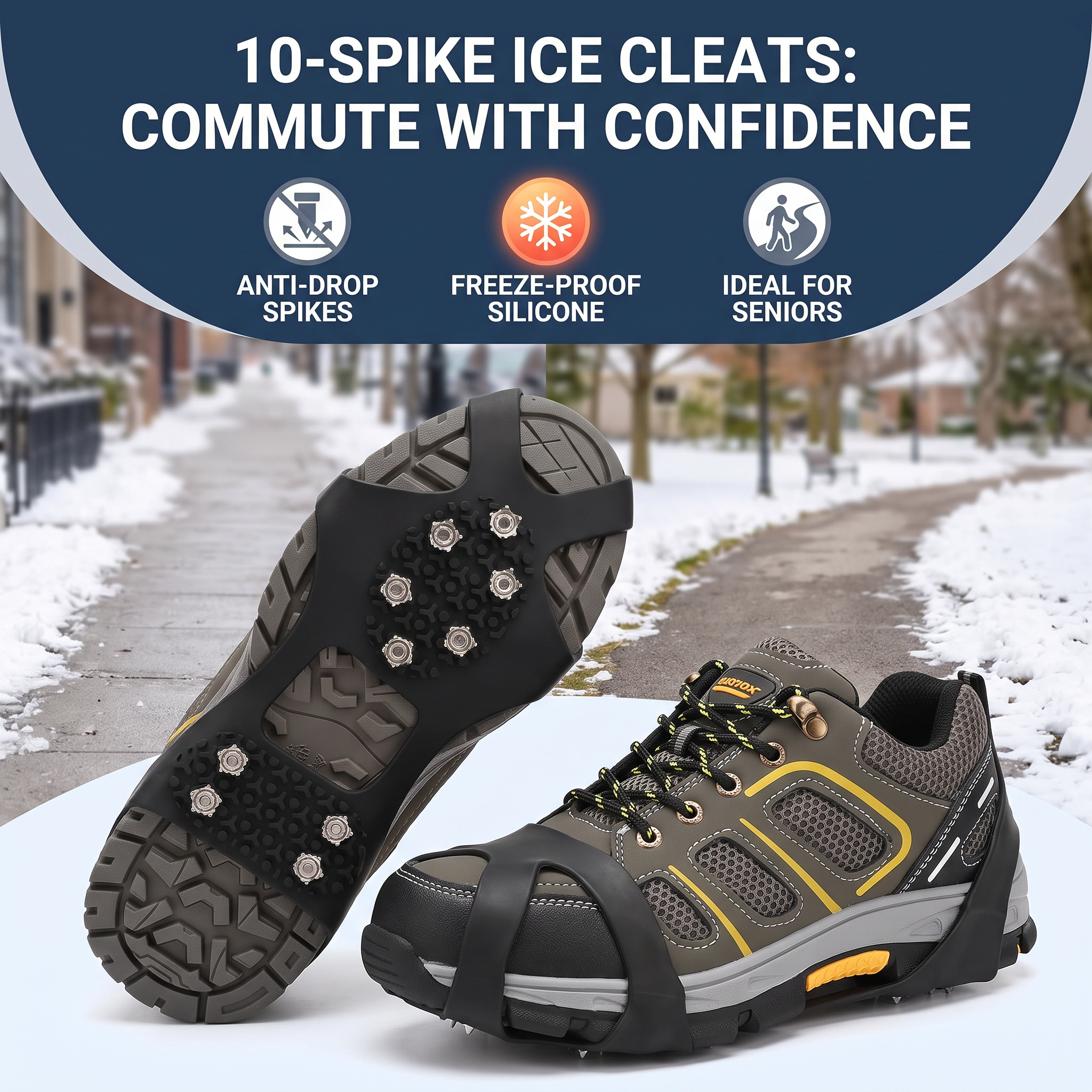 Winter Commuting Non-Slip 10-Stud Steel Ice Cleats 🚶‍♂️❄️