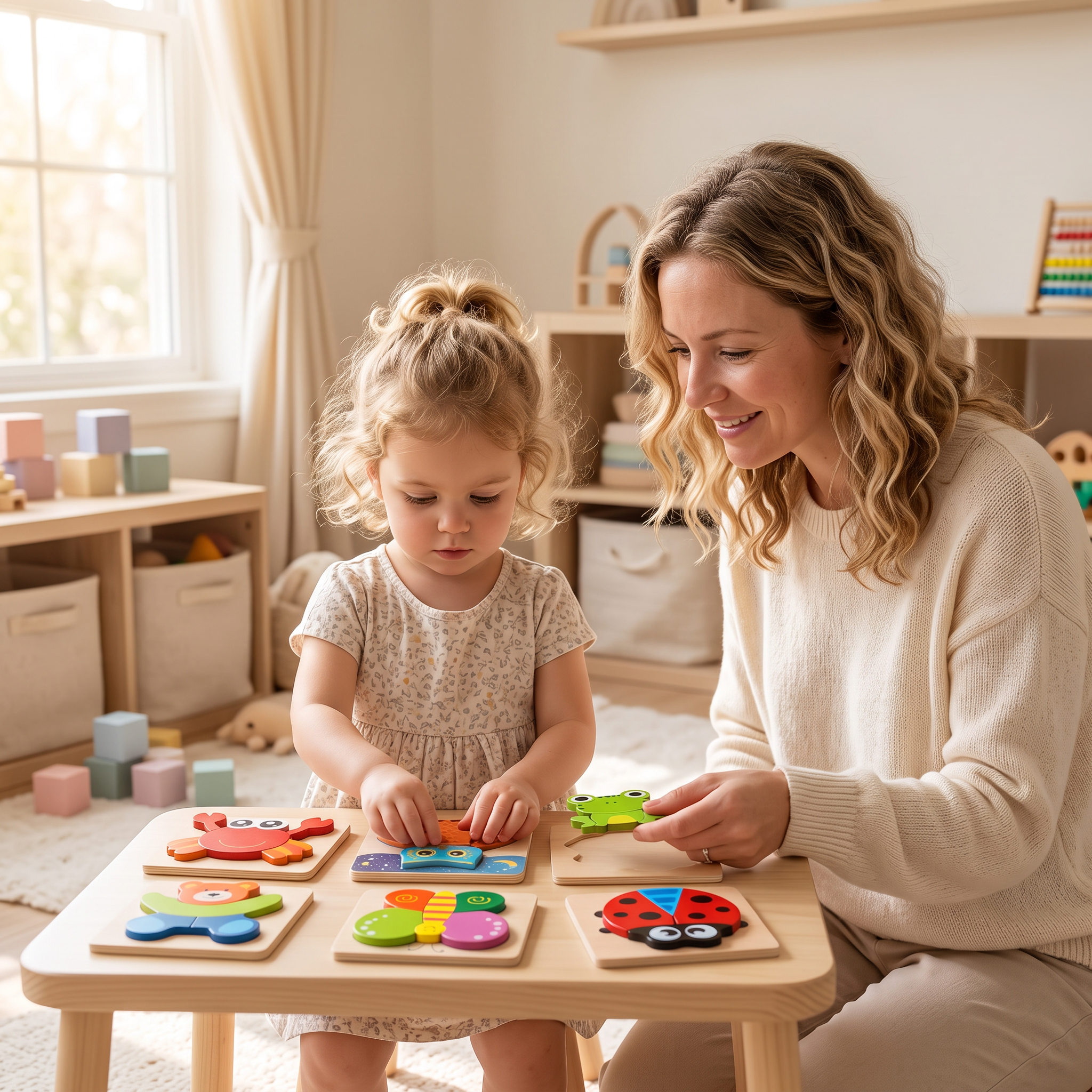 Montessori Puzzles 6 Pack - Eco-Friendly Wooden Puzzles