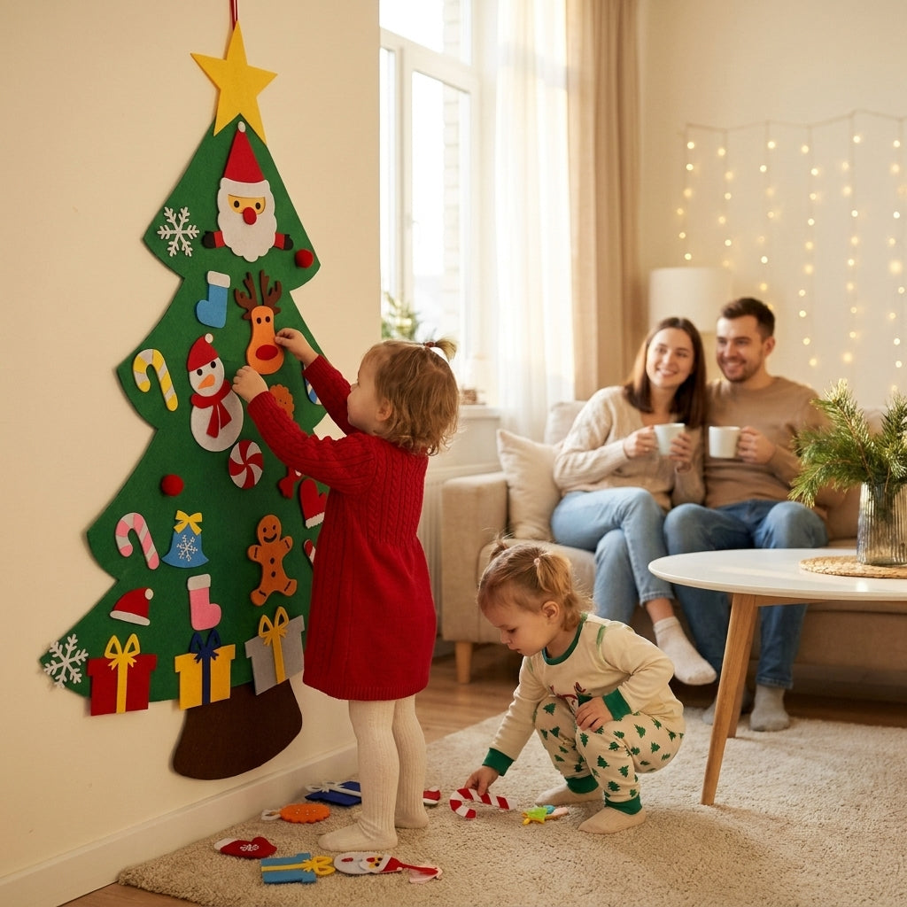 Felt Christmas Tree for Kids with Detachable Ornaments