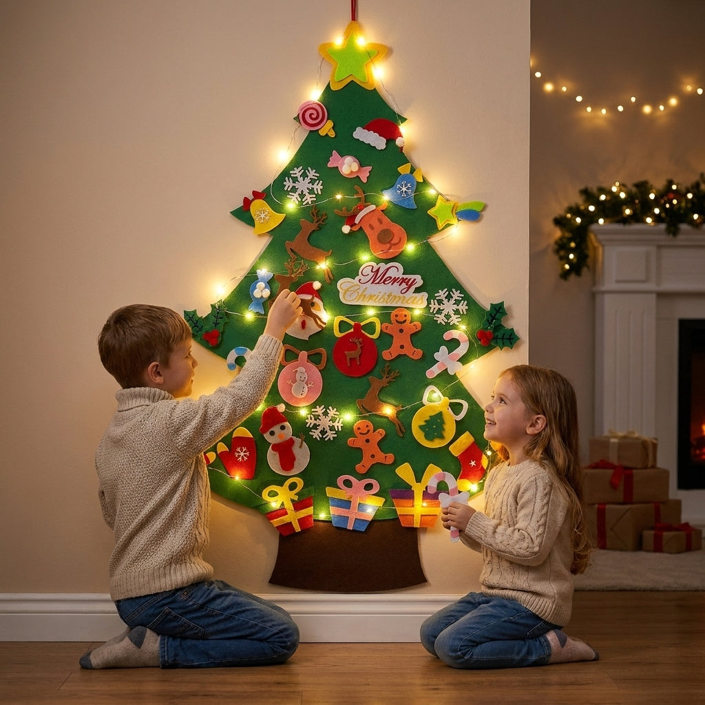 Felt Christmas Tree for Kids with Detachable Ornaments