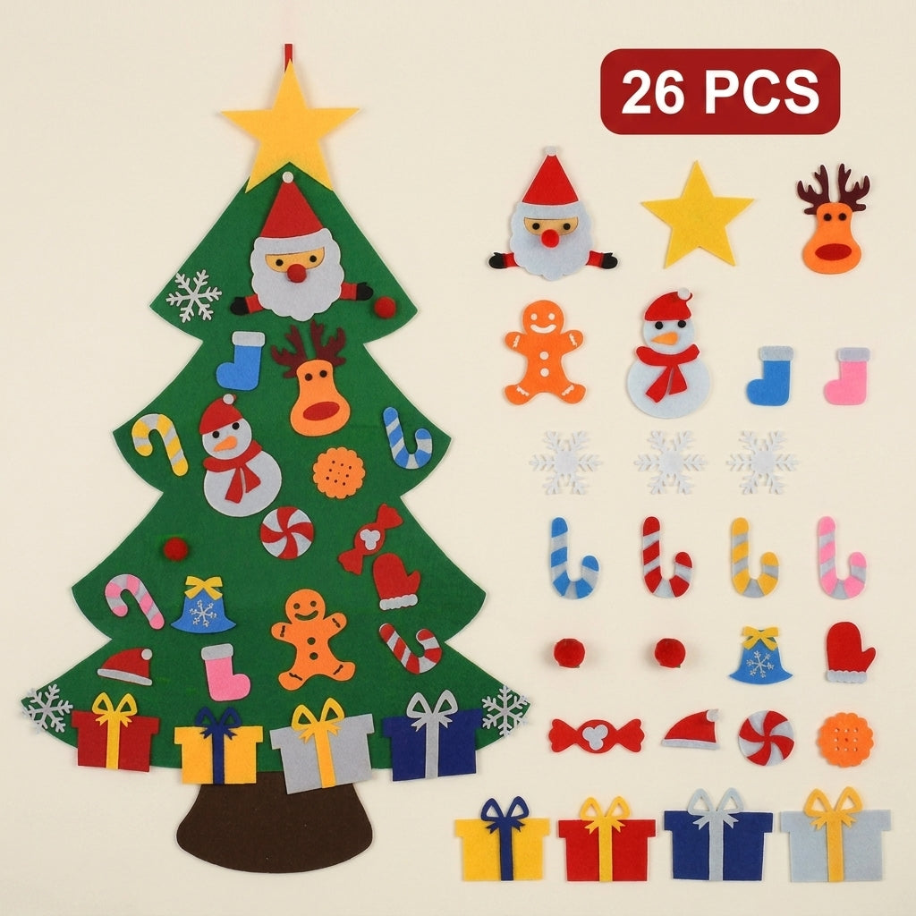 Felt Christmas Tree for Kids with Detachable Ornaments