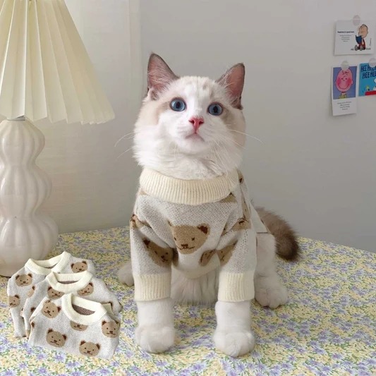 Warm Turtleneck Knitted Cat Sweater