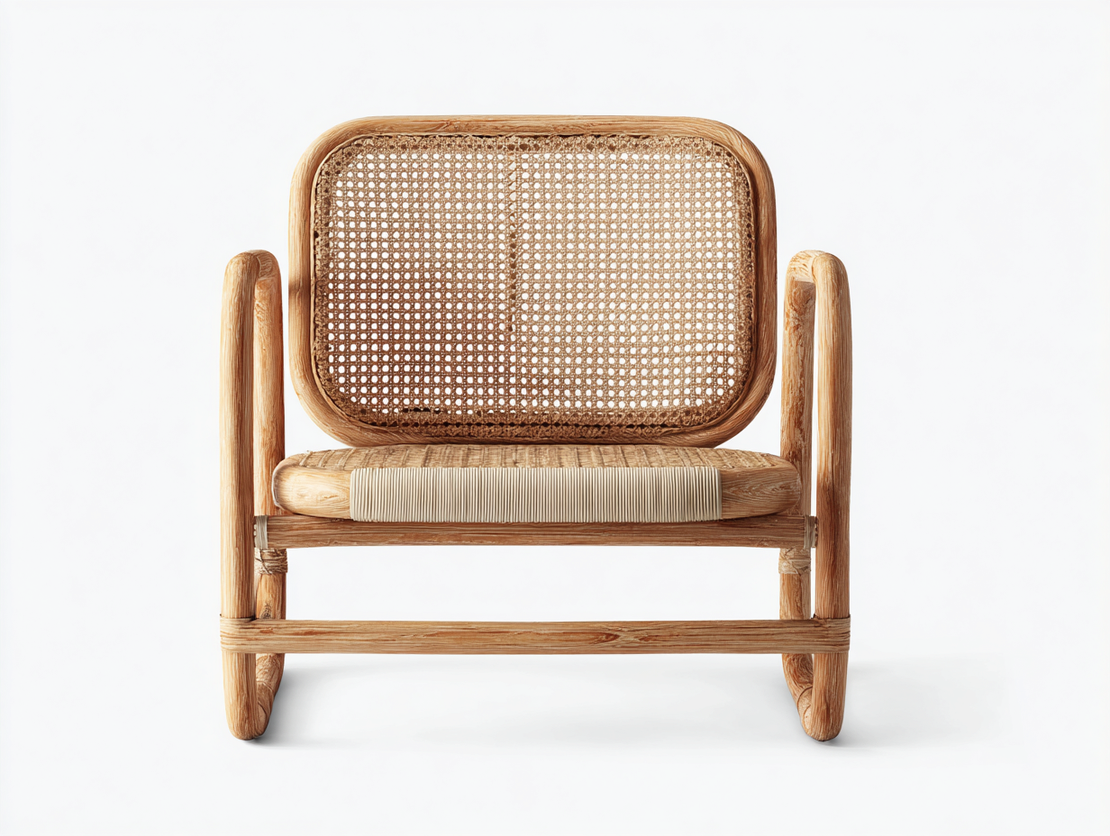Poltrona da giardino - rattan-legno-tessuto - 86x76x79 cm - Naturale-Beige - minimal naturale-Lavoiacasa