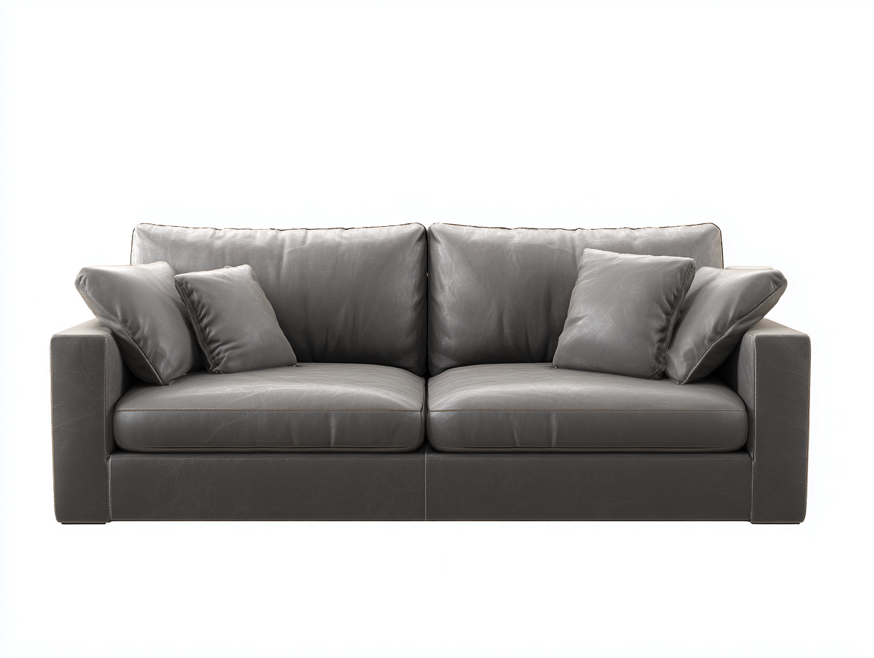 Divano a due posti-Pelle-205x92x80 cm-Grigio-Stile moderno-Lavoiacasa