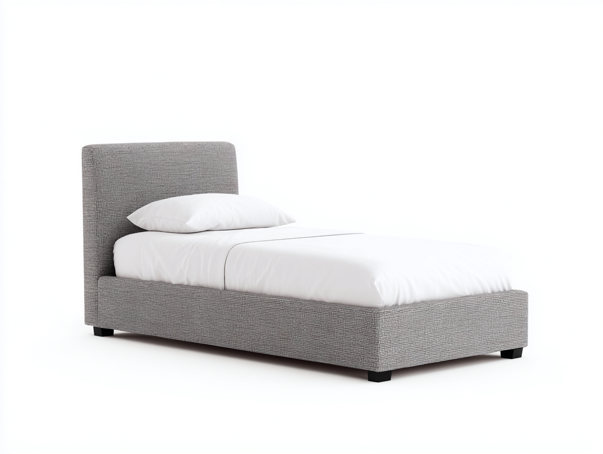 Letto singolo - tessuto-legno - 208x103x98 cm - grigio - moderno imbottito-Lavoiacasa