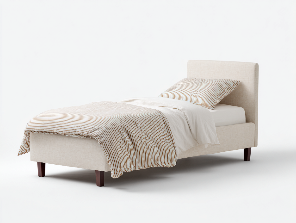 Letto singolo - tessuto-legno - 211x103x101 cm - beige - moderno-Lavoiacasa