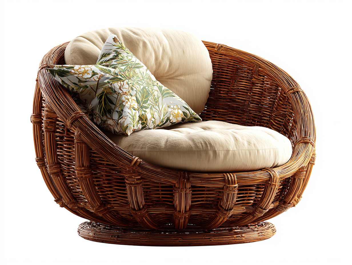 Poltrona da giardino - rattan-tessuto - 104x90x78 cm - Marrone-Crema - vintage tropicale-Lavoiacasa