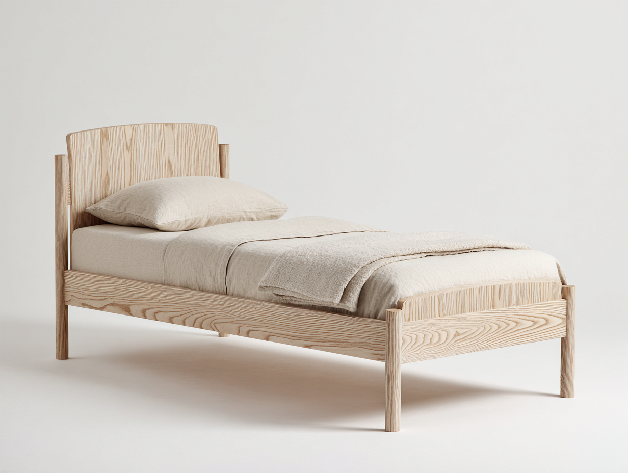 Letto singolo - legno - 206x99x92 cm - frassino chiaro - nordico-Lavoiacasa