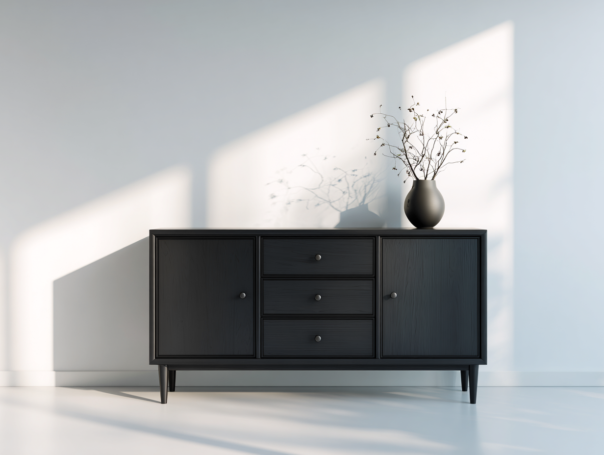 Mobile ingresso-MDF-metallo-152x39x80 cm-nero-design moderno-Lavoiacasa