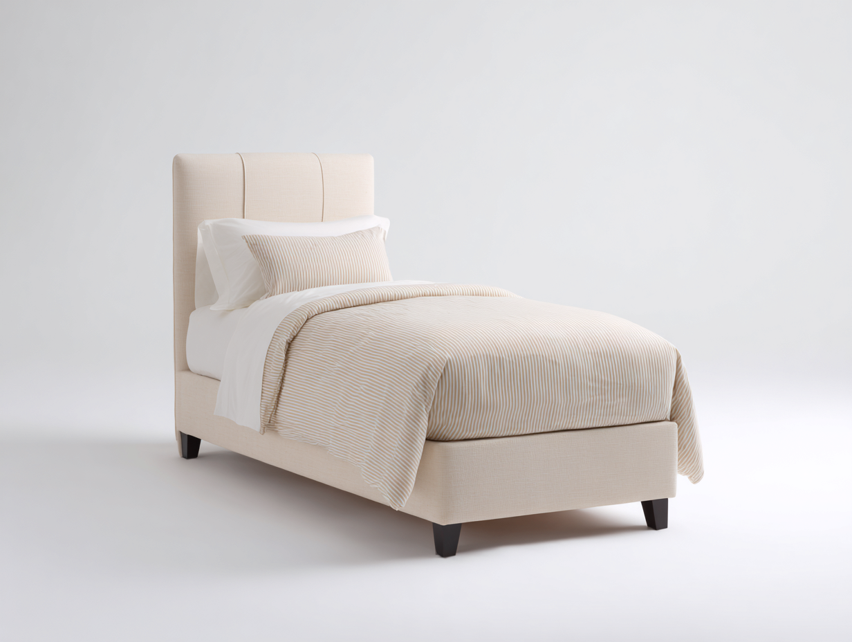 Letto singolo - tessuto-legno - 210x101x109 cm - beige - moderno imbottito-Lavoiacasa