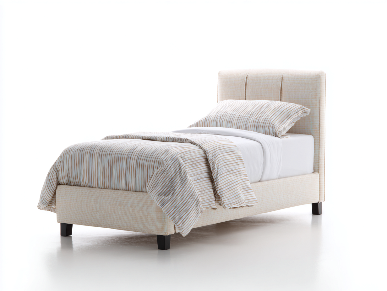 Letto singolo - tessuto-legno-metallo - 215x105x110 cm - beige - moderno-Lavoiacasa