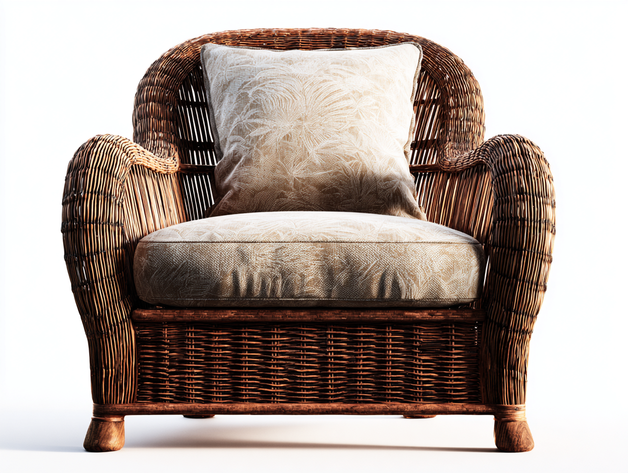 Poltrona da giardino - rattan-legno-tessuto - 95x85x82 cm - Marrone-Beige - classico rustico-Lavoiacasa