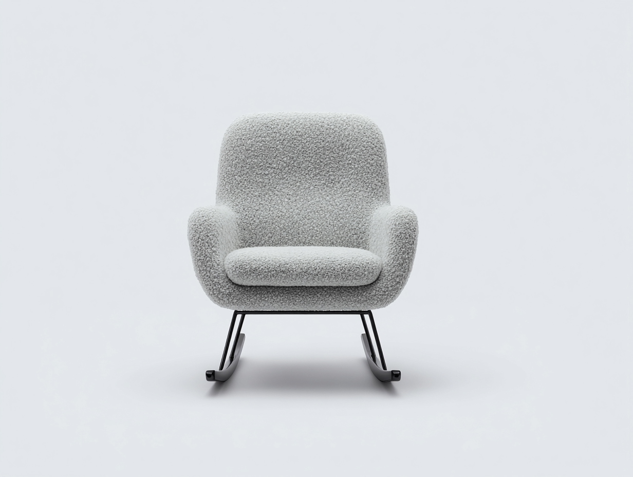 Sedia a dondolo - tessuto bouclé - metallo - 70x79x84 cm - grigio-nero - stile moderno-Lavoiacasa