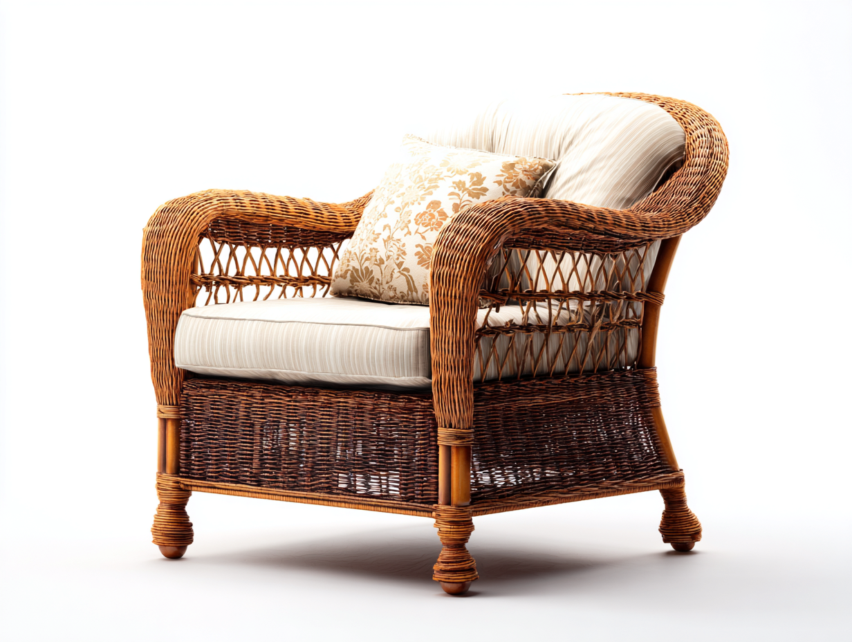 Poltrona da giardino - rattan-legno-tessuto - 93x84x86 cm - Marrone-Crema-Beige - classico vintage-Lavoiacasa