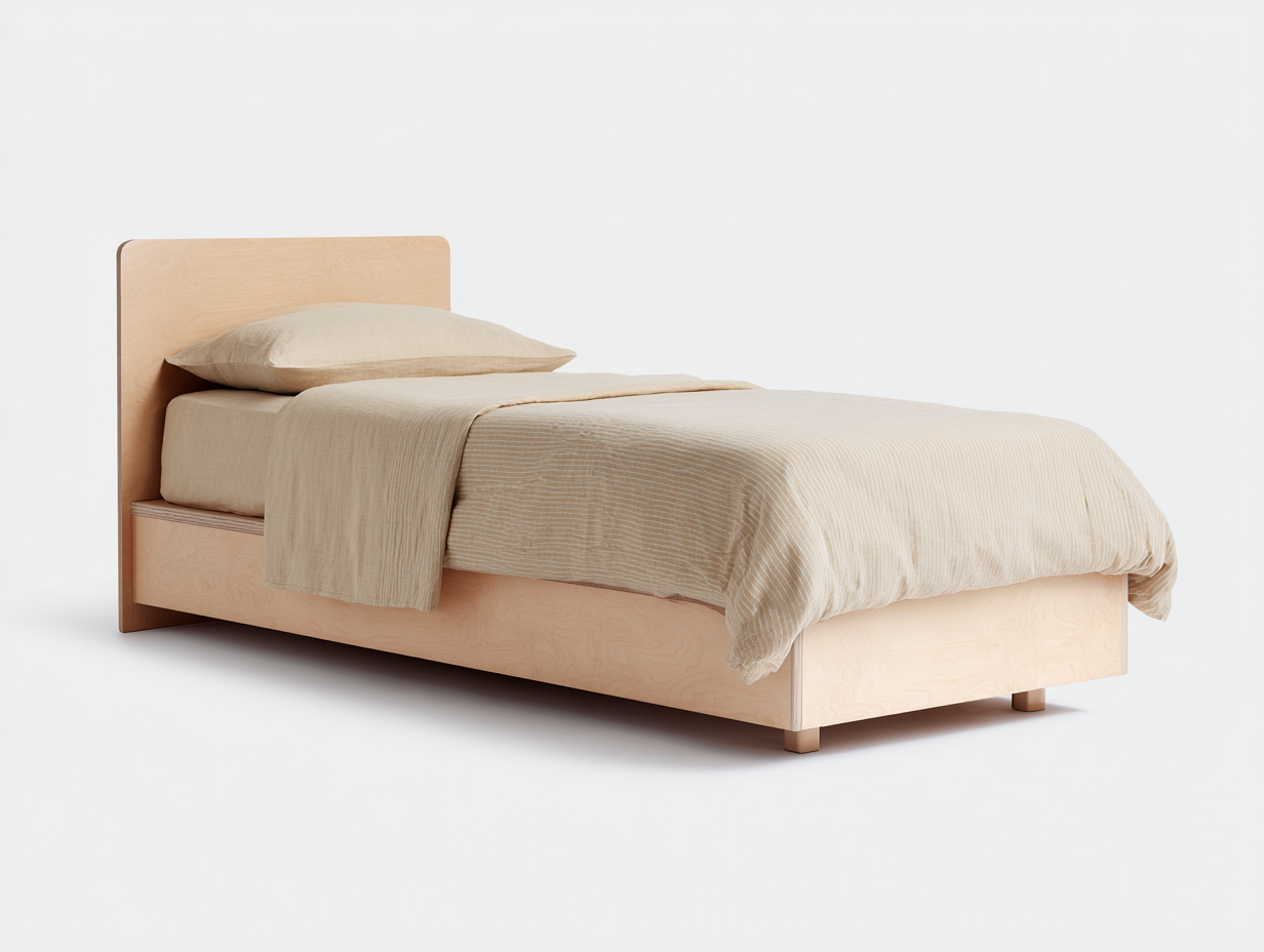 Letto singolo - legno - 208x100x88 cm - betulla naturale - minimalista-Lavoiacasa