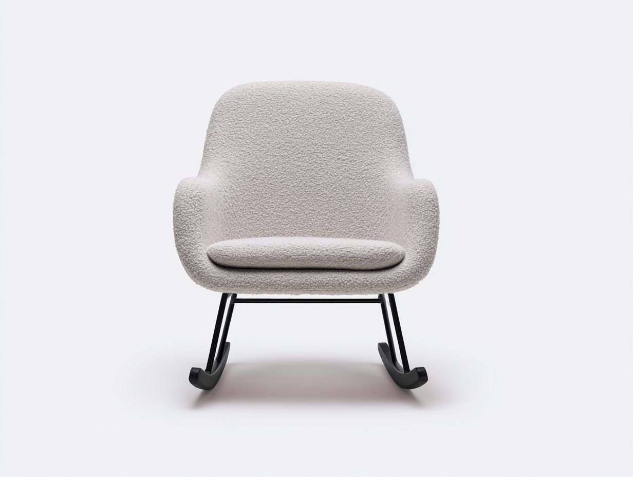 Sedia a dondolo - tessuto bouclé - metallo - 73x81x87 cm - grigio chiaro-nero - stile moderno-Lavoiacasa