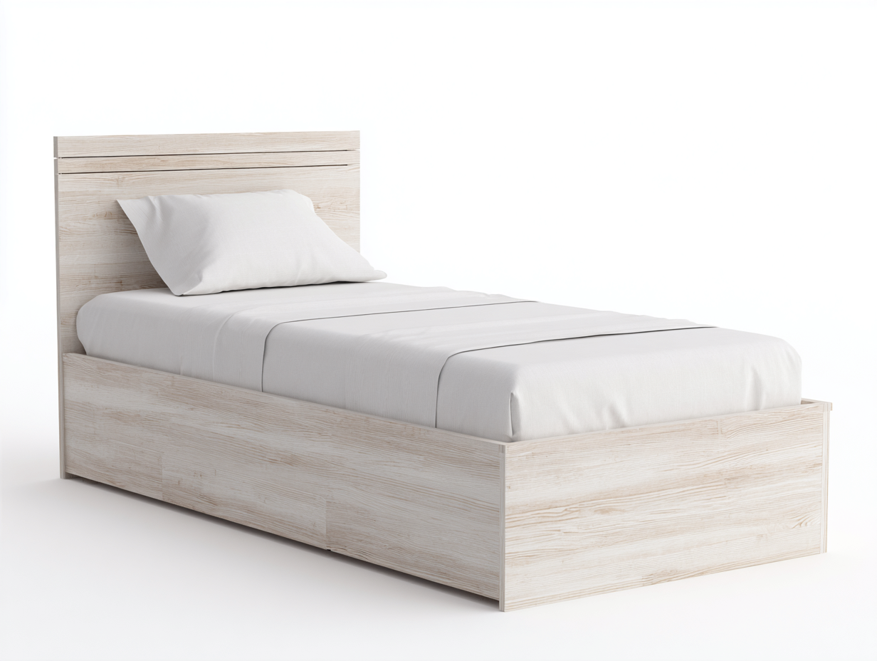 Letto singolo - legno - 207x98x92 cm - rovere sbiancato - moderno-Lavoiacasa
