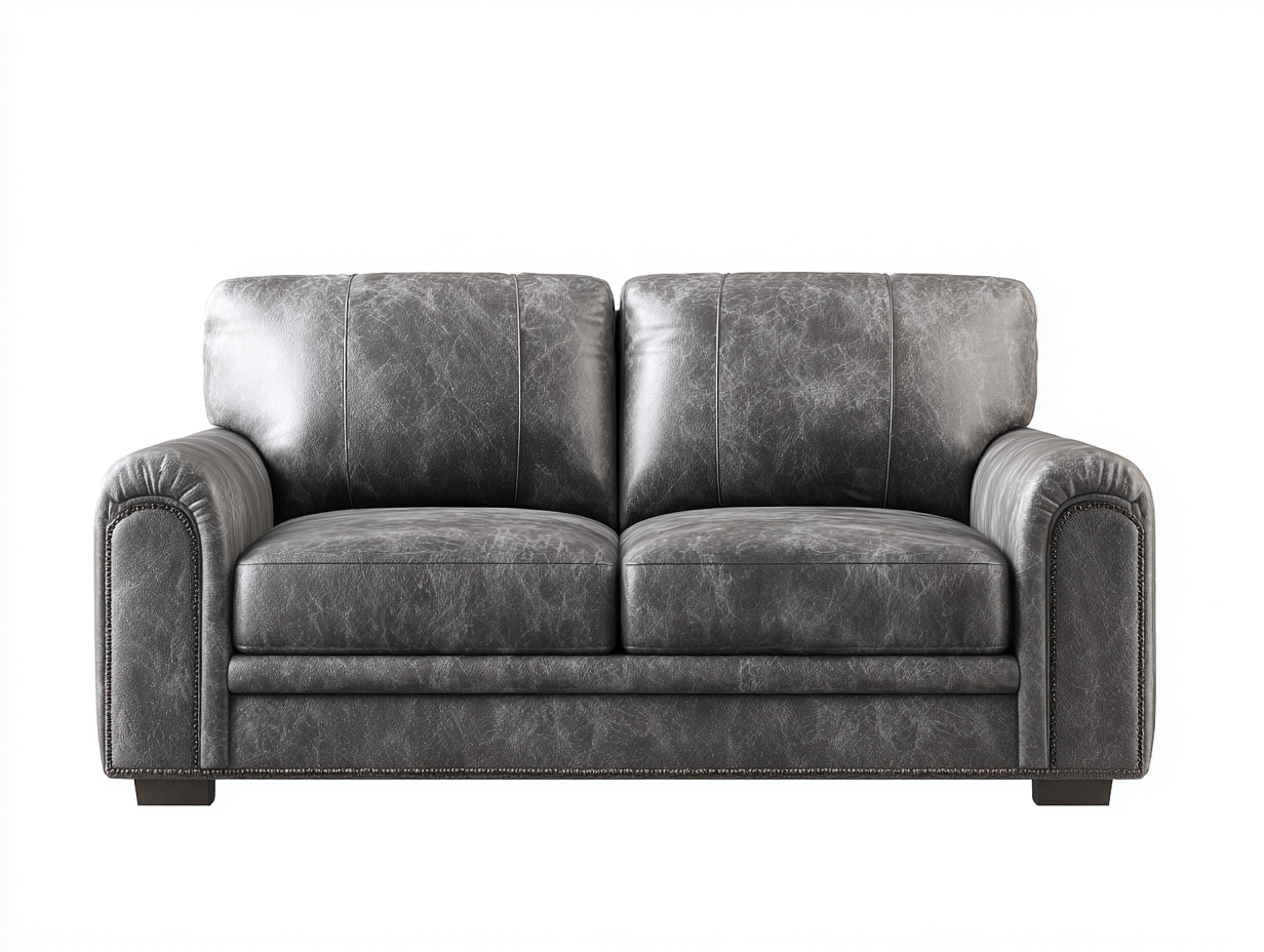 Divano a due posti-Pelle-202x91x78 cm-Grigio-Stile classico moderno-Lavoiacasa