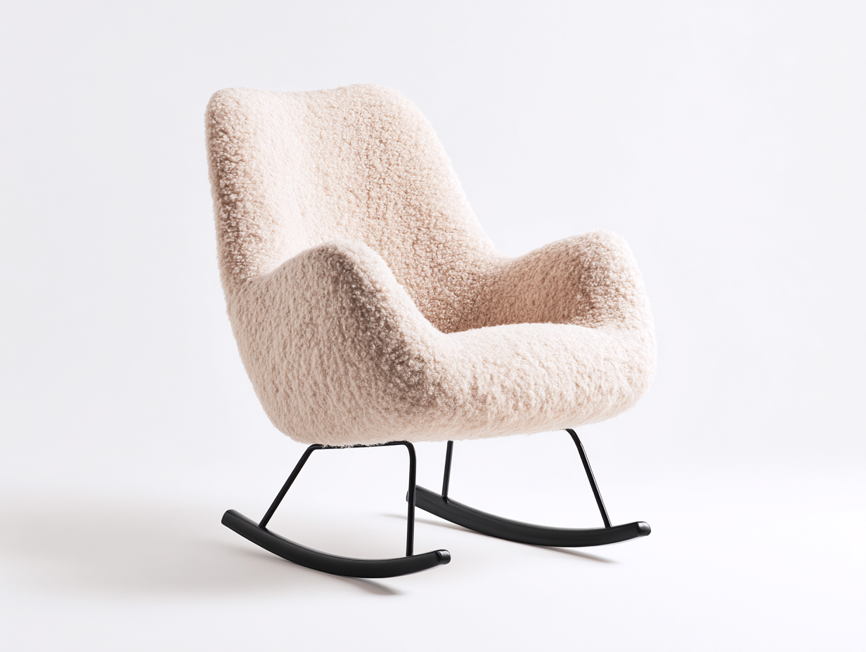 Sedia a dondolo - tessuto bouclé - metallo - 76x84x90 cm - crema-nero - stile moderno-Lavoiacasa