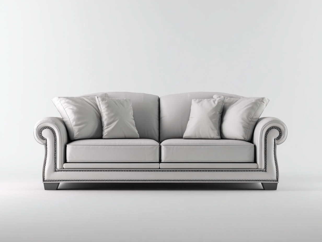 Divano a due posti-Pelle-203x90x82 cm-Grigio-Stile classico-Lavoiacasa